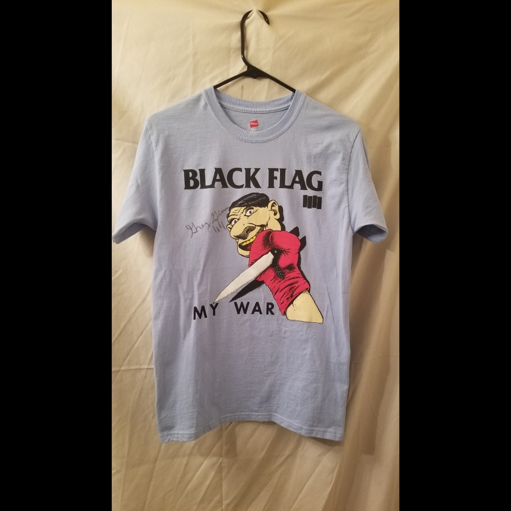 Black Flag T Shirt signed by Greg Ginn